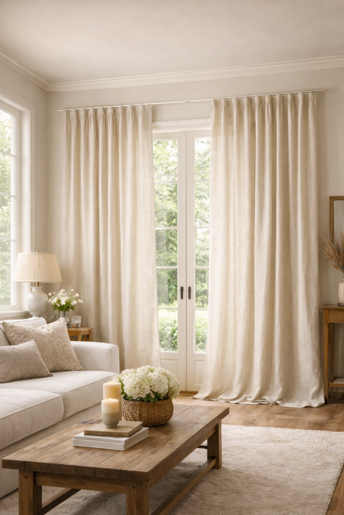 landelijk linnen gordijn off-white