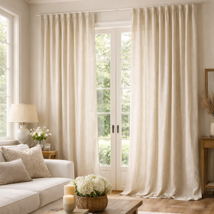 landelijk linnen gordijn off-white