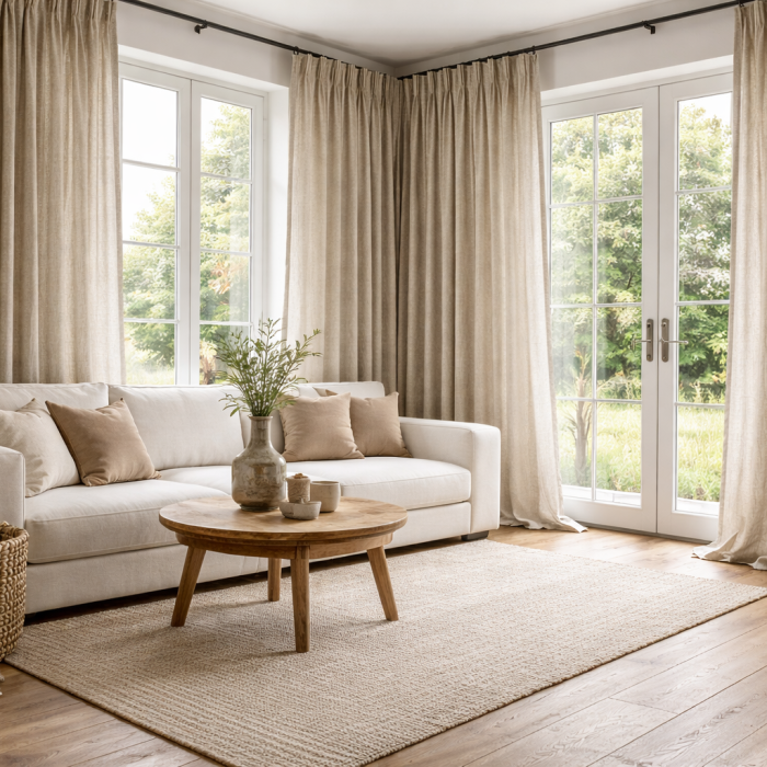 Woning met landelijk linnen gordijnen